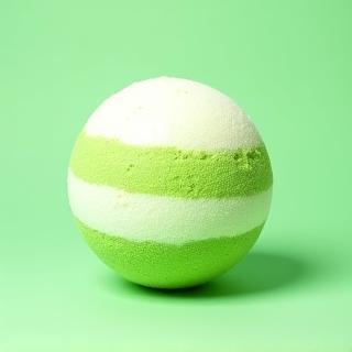 Large green and white layered bath bomb